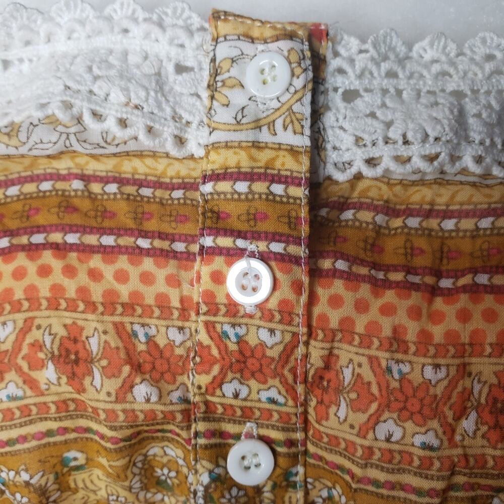 Millau Orange star crochet crop festival boho tank top size small - Picture 8 of 13